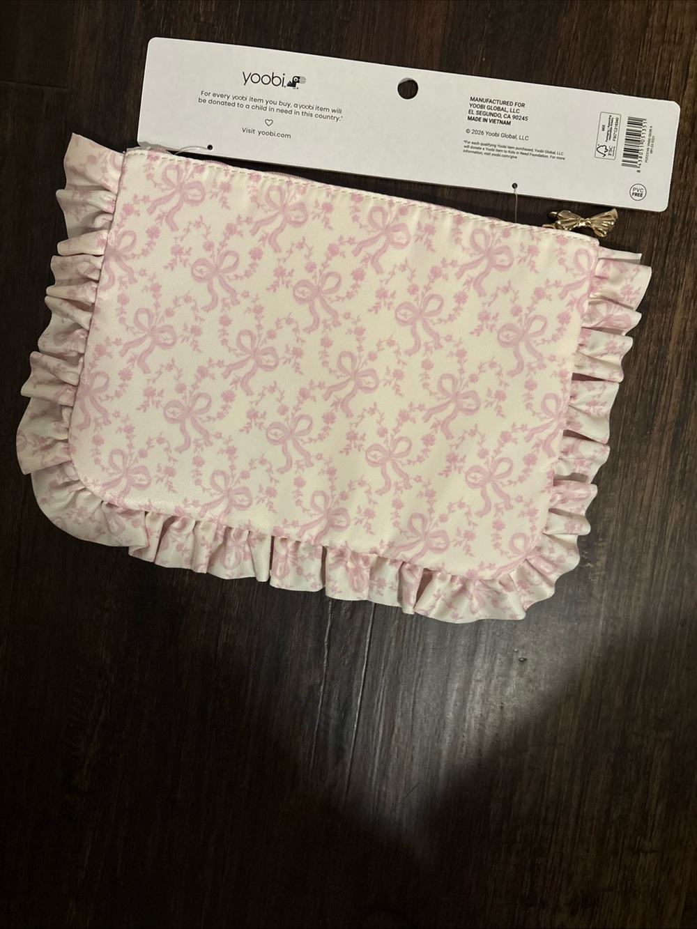LoveShackFancy Pink Floral Ruffled Accessory Pouch - Picture 3 of 4